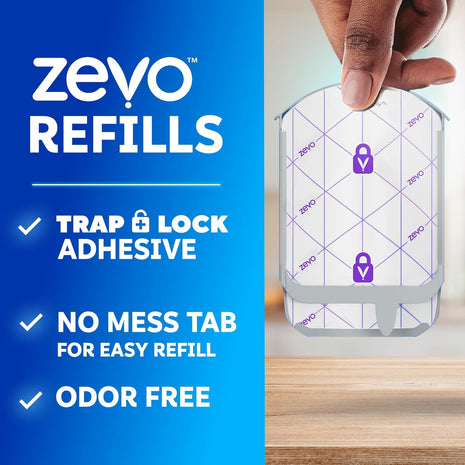 Zevo Flying Insect Trap Refill   for The Zevo MAx & Standard Indoor Fly Trap   Catch Gnats, House & Fruit Flies   Easy to Use   Mess Free Disposal (4 Refill Cartridges)