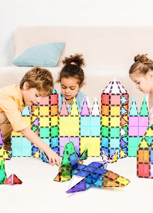 PicassoTiles 100 Piece Set 100Pcs Magnet Building Tiles Clear Magnetic 3D Building Blocks Construction Playboards, Creativity Beyond Imagination, Inspirational, Recreational, Educational Conventional