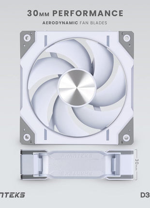 Phanteks D30 120mm ARGB PWM PC Case Fan, Daisy-Chain, White