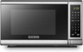 BLACK?? EM720CB7 Digital Microwave Oven with Turntable Push Button Door, Child Safety Lock, 700W, Stainless Steel, 0.7 Cu.ft