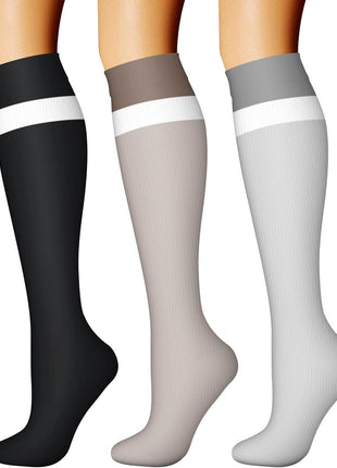 CHARMKING Compression Socks for Women & Men Circulation (3 Pairs) 15-20 mmHg is Best Athletic for Running, Flight Travel, Support, Cycling, Pregnant - Boost Performance, Durability (L/XL,Black)