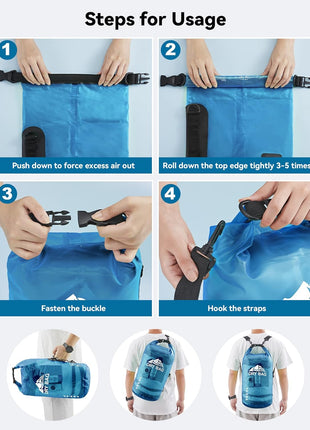HEETA Dry Bag Waterproof for Women Men, 5L/10L/20L/30L/40L Roll Top Lightweight Dry Storage Bag Backpack with Phone Case for Travel Swimming Boating Kayaking Paddle Board Camping Beach Accessories