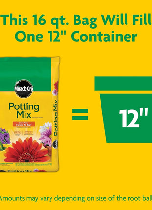 Miracle-Gro Potting Mix - For Container Plants, Flowers, Vegetables, Shrubs, Annuals, Perennials, Potting Soil Mix, Feeds up to 6 Months, 16 qt. (2-Pack)