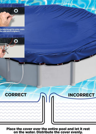 24 Ft Round Premium Heavy-Duty Winter Pool Cover - Royal Blue, Extra Thick and Durable, Tear-Proof, UV-Resistant, Reinforced Edges, Easy Install, All-Season Protection for Above Ground Pools