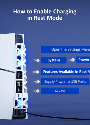 NexiGo PS5 Slim Silent Enhanced Cooling Fan with Adjustable Speed, Auto Power On/Off, with USB 3.0 Port, Efficient Cooling System for Both PS5 Slim Disc and Digital Editions (White)