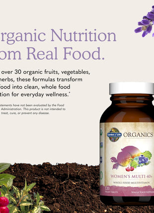 Garden of Life Multivitamin for Women 40 Plus, Organics Womens Vitamins, Hormone & Breast Health Support Blend, Vegan, 120 Tablets | Organic Womens Vitamins, Hormone & Breast Health Support Blend