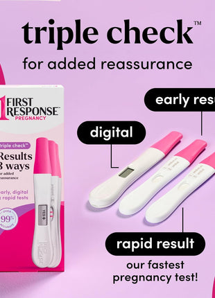 First Response Triple Check Pregnancy Test 3 ct. | Early Result Test, Digital Pregnancy Test, Rapid Result Test, Over 99% Accurate*