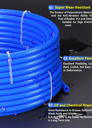 TAILONZ PNEUMATIC Blue 6mm OD 4mm ID Polyurethane PU Air Hose Pipe Tube Kit 10 Meter 32.8ft