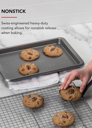 KitchenAid 9x13in Nonstick Aluminized Steel Baking Sheet, Contour Silver