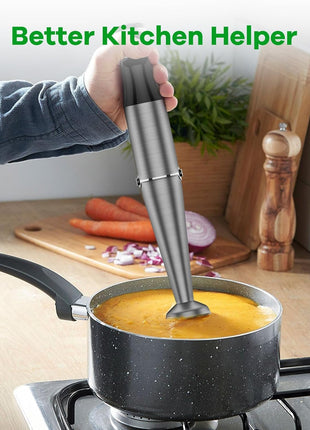 Turelar Immersion Blender Handheld Corded Hand Blenders Set 1100W, Trigger Variable Speed 5 in 1 Stick Emulsifier with Chopper, Whisk and Frother for Soup, Baby Food and Smoothies,Black