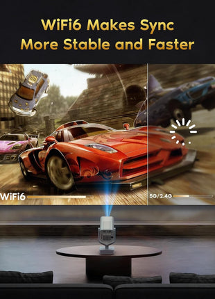 Mini Portable Projector with WiFi 6 and Bluetooth 5.2, 1080P 4K Support, 200 ANSI Lumens, Electric Focus &Auto Keystone 270° Rotatable Movie Wireless Projector for Phone, Compatible with TV Stick/HDMI