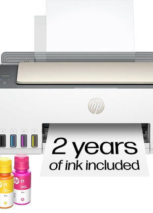 HP Smart Tank 5000 Wireless All-in-One Ink Tank Printer, Scanner, Copier with 2 Years of Ink Included, Best-for-Home, Cartridge-Free, Refillable and AI-Enabled. (5D1B6A)
