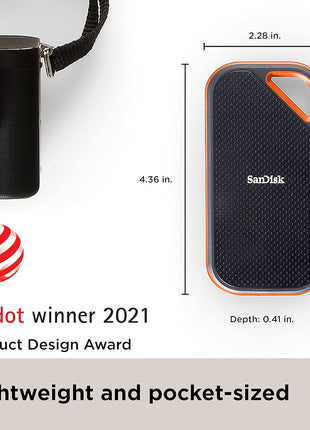SANDISK 4TB Extreme PRO Portable SSD - Up to 2000MB/s - USB-C, USB 3.2 Gen 2x2, IP65 Water and Dust Resistance, Updated Firmware - External Solid State Drive - SDSSDE81-4T00-G25,Black