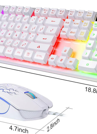 Gaming Keyboard and Mouse Combo, K1 RGB LED Backlit Keyboard with 104 Key for PC/Laptop(White)