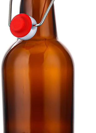 SureSave Beer Bottles with Easy Swing Cap | 16 Oz Clear Glass Bottle Set with Airtight Lid for Kombucha, Carbonated Drinks, Brewing, and Fermenting (12 Pack)