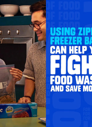Ziploc Gallon Food Storage Freezer Bags, Stand-Up Bottom, Easy to Fill, 28 Count