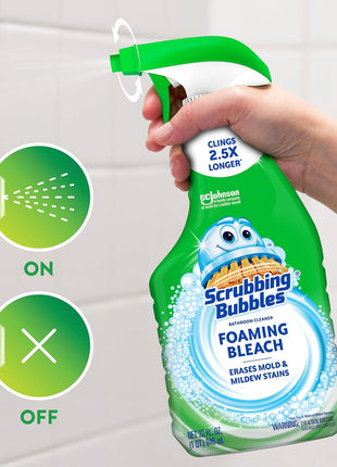 Scrubbing Bubbles Foaming Bleach Bathroom and Shower Cleaner Disinfectant Spray, Helps Erase Mold & Mildew, 32oz
