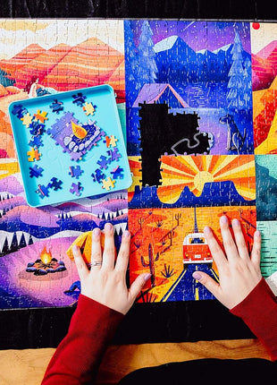 Buffalo Games - Roll-Up Puzzle Mat - Felt Saver Mat, Fits Up to 1500pc | Bigger In-Progress Puzzles, Solid Expandable Core, 3 Velcro Straps, Thick Felt Surface, Puzzle Storage, For Adults