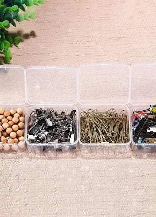 SATINIOR 12 Pack Beads Organizer Box Clear Plastic Beads Storage Containers Box with Hinged Lid for Bracelet Making DIY Jewelry Craft Nail (3.70 x 3.70 x 1.18 Inch)