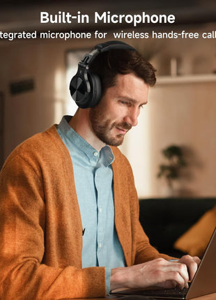 OneOdio A70 Bluetooth Over-Ear Headphones, Hi-Res Wired DJ Studio - Black | Wireless over-ear headphones with 72H playtime, 3.5mm/6.35mm wired jacks for studio monitoring, mixing, guitar, amp and PC