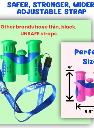 Kids Binoculars 8x21 Shockproof Green - Ages 3-12 with Case Neck Strap Compass Carabiner | High Resolution Optics for Bird Watching Camping Hiking | Birthday Gift Boys Girls