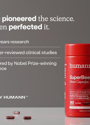 HumanN SuperBeets Beet Root Capsules Quick Release 1000mg, Helps Support Nitric Oxide Production, Blood Pressure, Heart Health, Contains Non GMO Beetroot Powder, Studied Antioxidants 90 Count