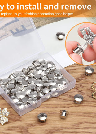 Ceryvop 30 PCS Locking Pin Backs Locking Pin Keepers Clasp, Metal Pin Locks Back