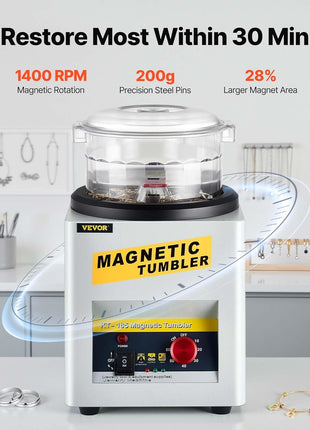 VEVOR Magnetic Tumbler, 180mm Jewelry Polisher Tumbler,2000 RPM KT-185 Jewelry Polisher Finisher with Adjustable Direction and Time for Jewelry (185mm)