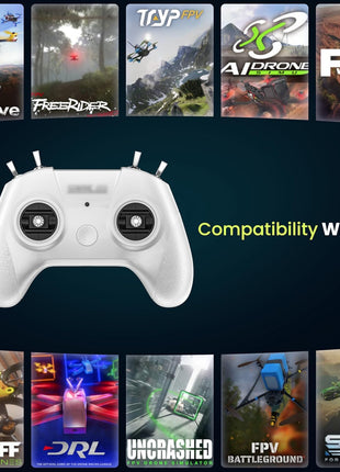STARDRONE S8 FPV Flight Simulator Controller -Anti-Slip PU Handle, 8 Channel Metal Joystick, Ergonomic Design for DRL/Uncrashed/Liftoff/DCL Beginner Pilots (Mode 2, White)