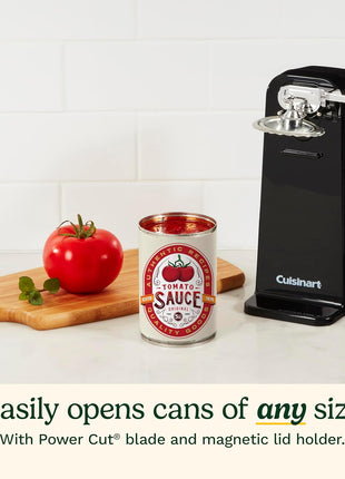 Cuisinart Electric Can Opener, One-Touch Operation, Nonslip Base, Black | Ideal electric can opener for seniors with magnetic lid holder, one-touch design, nonslip base & detachable lever, CCO-50BKN