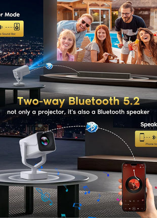 Mini Portable Projector with WiFi 6 and Bluetooth 5.2, 1080P 4K Support, 200 ANSI Lumens, Electric Focus &Auto Keystone 270° Rotatable Movie Wireless Projector for Phone, Compatible with TV Stick/HDMI