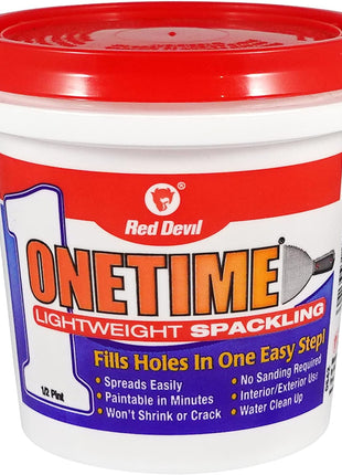 Red Devil 0542 ONETIME Lightweight Spackle Wall Repair, Spackling for Holes Drywall, 1/2 Pint, White, 8 Ounce, Made in USA