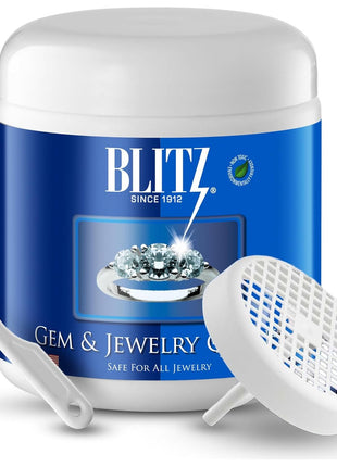 Blitz Gem & Jewelry Cleaner Liquid Concentrate for Gold, Silver, & Platinum Jewelry Cleans Non-Porous, Precious & Semi-Precious Stones. Non-Toxic, Non-Abrasive, & Planet Friendly Made in USA 8oz