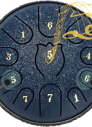 Steel Tongue Drum 6 Inche 11 Note Steel Drums Rain Chime,Raindrop Drum,Rain Drum for Outside Garden(Dark Blue)