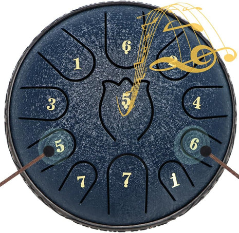Steel Tongue Drum 6 Inche 11 Note Steel Drums Rain Chime,Raindrop Drum,Rain Drum for Outside Garden(Dark Blue)
