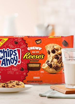 CHIPS AHOY! Chewy Chocolate Chip Cookies with Reese's Peanut Butter Cups, Family Size, 14.25 oz