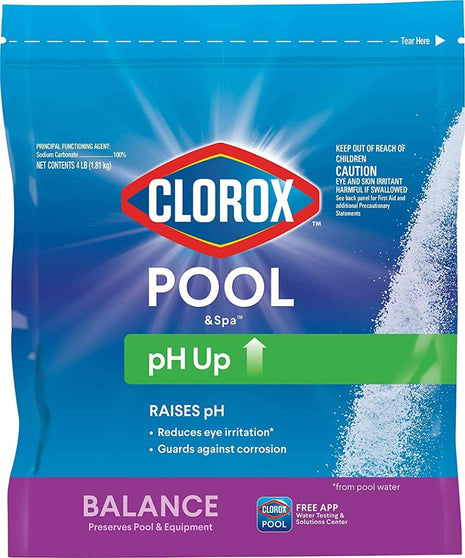 Clorox® Pool&SpaTM Swimming Pool pH Up, Raises pH, Protects Against Eye and Skin Irritation, 4LB (Pack of 1)