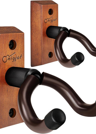 SNIGJAT Guitar Wall Mount 2 Pack, Hardwood Guitar Hanger Wall Hook Holder Stand with Screws, Guitar Wall Mount Hanger for Acoustic Guitar, Electric Guitar, Banjo, Bass, Mandolin
