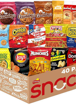 Frito Lay Ultimate Snack Care Package, Variety Assortment of Chips, Cookies, Crackers & More, (Pack of 40)