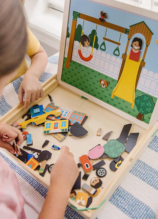 Melissa & Doug Wooden Magnetic Matching Picture Game with 119 Magnets and Scene Cards Magnetic Book Scenes for Kids Ages 3+