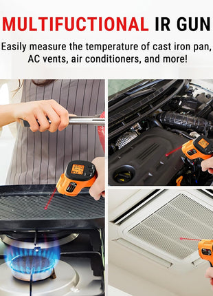 TempPro TP30 Infrared Thermometer Gun, Laser Thermometer for Cooking, Pizza Oven, Griddle, Engine, HVAC, Temperature Gun with Adjustable Emissivity & Max Measure -58°F ~1022°F, Gift for Dad Husband
