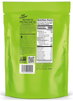 Wonderful Pistachios No Shells, Roasted & Salted Nuts, 24 Ounce Resealable Bag, Protein Snacks, Gluten Free, Healthy Snack