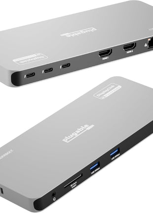 Plugable Thunderbolt 4 Dock for Quad Monitors 100W, Thunderbolt Docking Station Connects up to Four 4K Monitors for Windows and Mac Laptops, 2x HDMI, 4x Thunderbolt 4/USB C, Driver Required TBT-6950PD