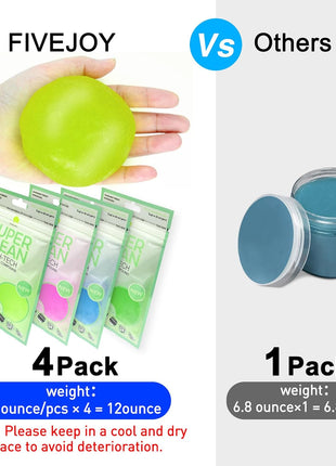 Car Cleaning Gels 4-Pack, Car Cleaning Putty Universal Auto Detailing Tools Car Interior Cleaner, Dust Cleaning Slime, Car Accessories for Car Vents & Keyboards, Clean Supplies– 320g (2.8oz/pcs)