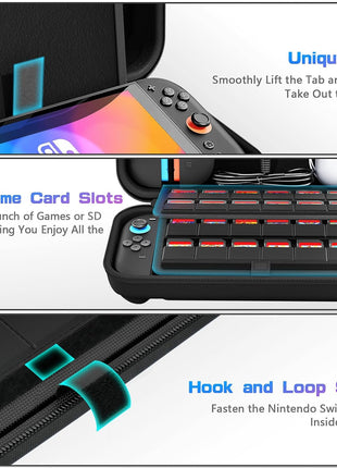 daydayup Switch Carrying Case Compatible with Nintendo Switch 2, with 24 Games Cartridges Protective Hard Shell Travel Carrying Pouch for Console & Accessories Playstation Vita Case