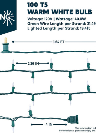 Joiedomi Clear Christmas String Lights Indoor,100 Count Mini White Fairy Light Outdoor,19.4 FT Decor for Patio Dorm Classroom Bedroom Holiday Wedding Party Garland Birthday Festival,Green Wire