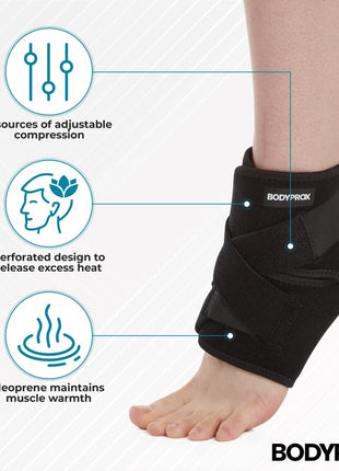 Bodyprox Ankle Support Brace, Breathable Neoprene Sleeve, Adjustable Wrap! (1 Pack)