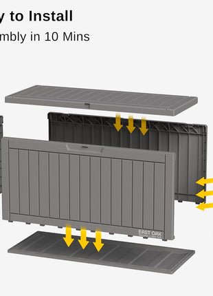 EAST OAK Outdoor Storage Box, 60 Gallon Deck Box Indoor and Outdoor Use, Waterproof Resin Storage Bin for Patio Cushions, Gardening Tools, Lockable, UV Resistant, Grey