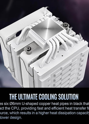Thermaltake ASTRIA 600 ARGB CPU Cooler; 6 Copper Heat Pipes; 2x120mm PWM Fans; 500~1800RPM; Dual Tower; Intel/AMD; 265W TDP; White; CL-P139-CA12SW-A