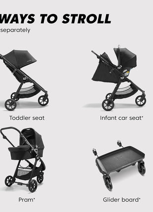 Baby Jogger City Mini GT2 All-Terrain Stroller Black Complete with Adjustable Handlebar Hand-Operated Parking Brake and car seat Adapter